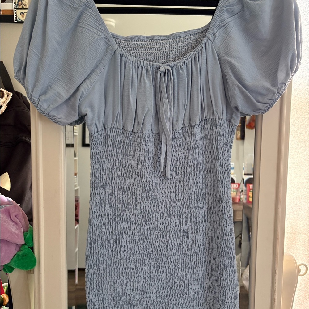 Elegant Blue Smocked Dress
